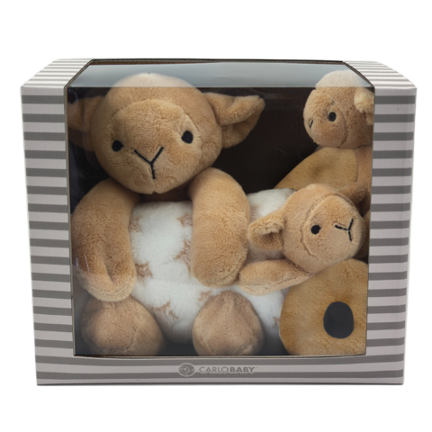 Carlo Baby Gift Set Med Brunt lamm, Snutte & Skallra - bild 7