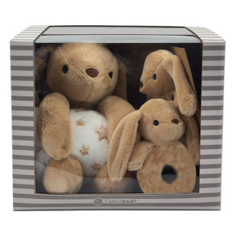 Carlo Baby Gift Set Med Brun Kanin, Snutte & Skallra - bild 7