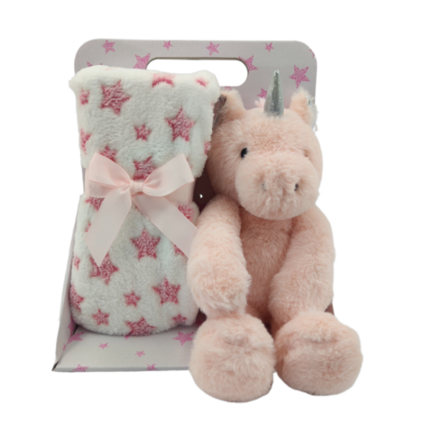 Carlo Baby Fleecefilt Rosa Stjärna & Gosedjur Rosa Unicorn - bild 7